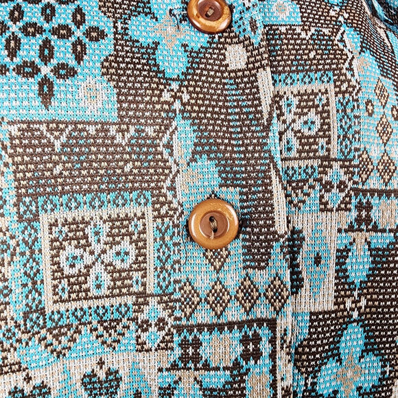 Vintage Leo Danal Blue & Brown Floral Button Up Jacket Size L - Picture 3 of 9